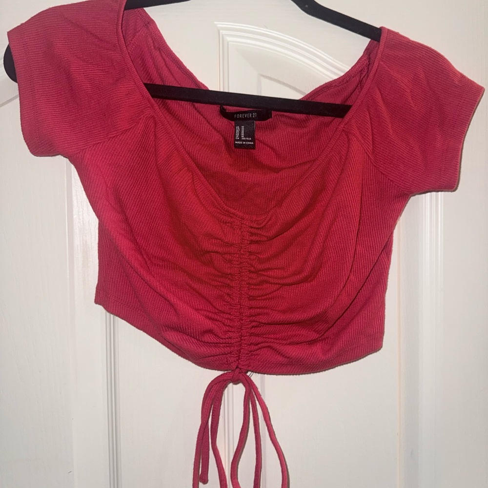 Forever 21 Red Ruched Crop Top